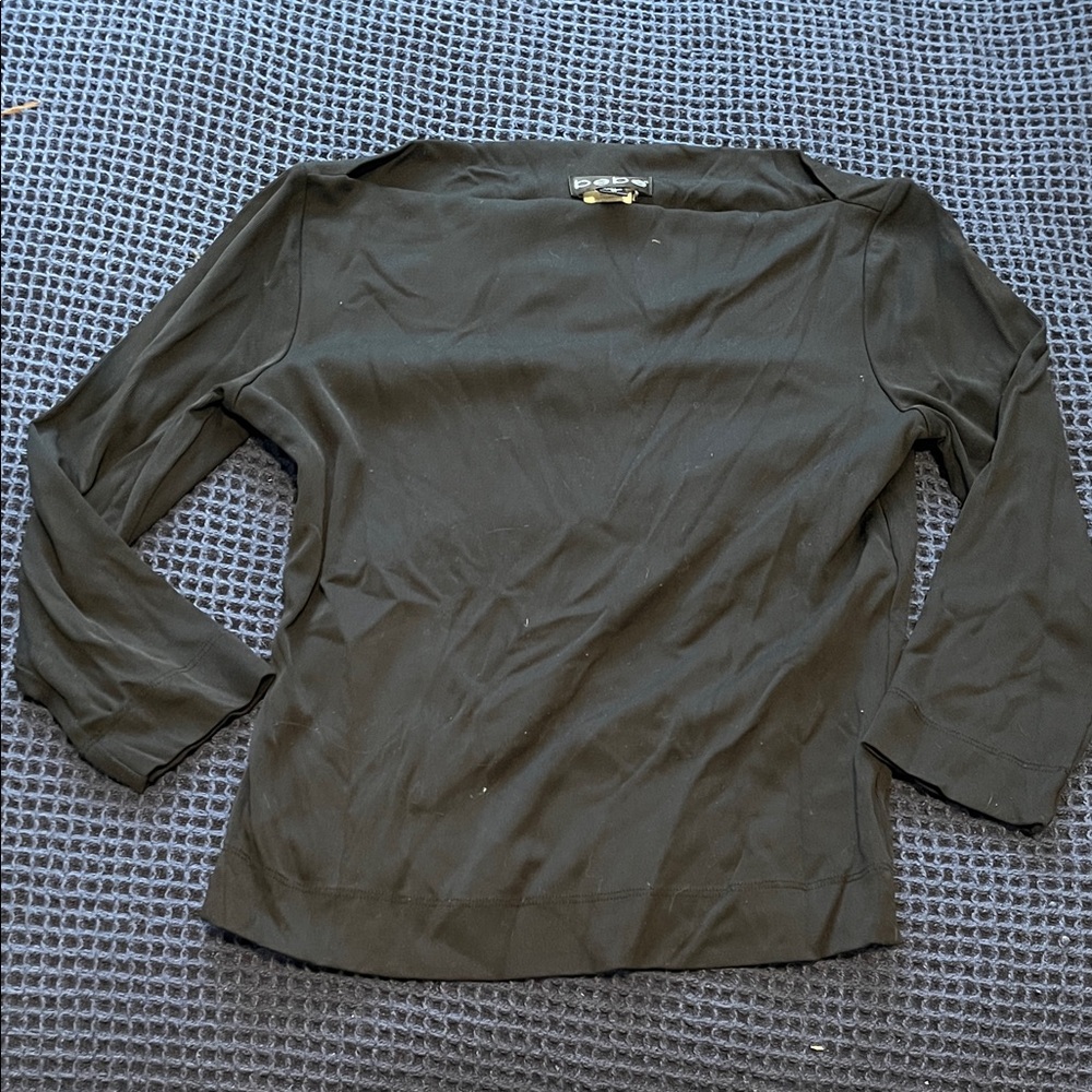 Bebe Boatneck Black 3/4 Sleeve Top